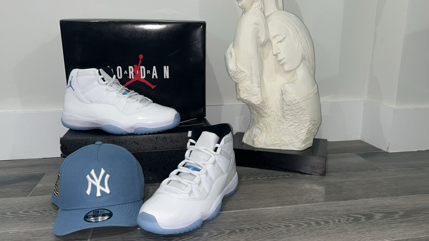 Jordan Legends Blues 11s and New Era Yankees 100 anniversarios